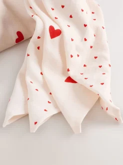 Red Hearts Baby Muslins Cloths 4 Pack