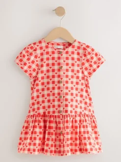 Red Heart Short Sleeve Cotton Dress (3mths-8yrs)