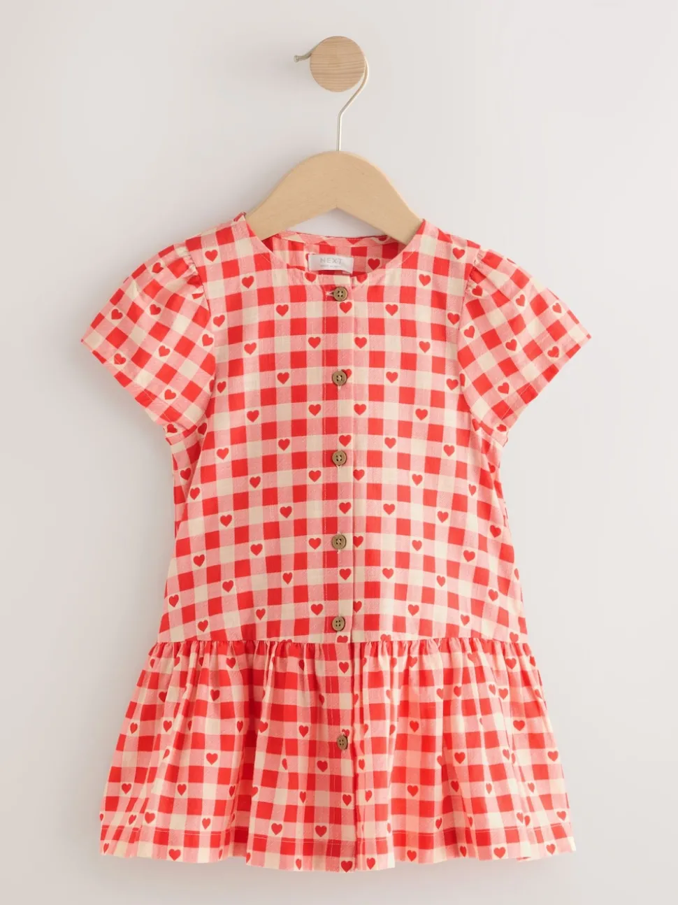Red Heart Short Sleeve Cotton Dress (3mths-8yrs)