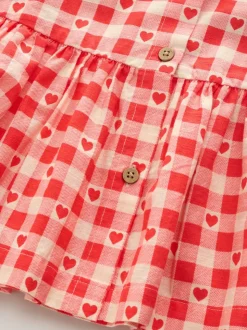 Red Heart Short Sleeve Cotton Dress (3mths-8yrs)