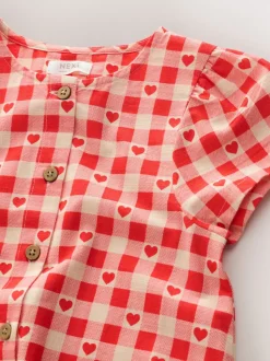 Red Heart Short Sleeve Cotton Dress (3mths-8yrs)