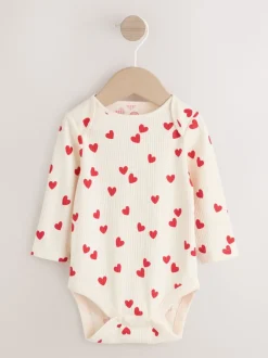 Red Heart Valentines Long Sleeve Baby Bodysuit