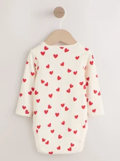 Red Heart Valentines Long Sleeve Baby Bodysuit