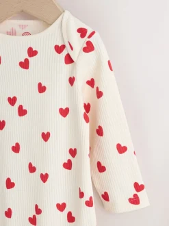 Red Heart Valentines Long Sleeve Baby Bodysuit