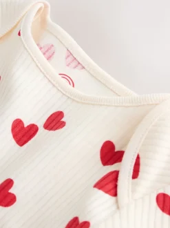 Red Heart Valentines Long Sleeve Baby Bodysuit
