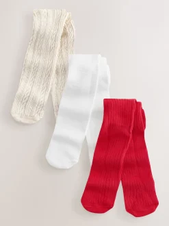 Red Neutral Baby Tights 3 Pack (0mths-2yrs)