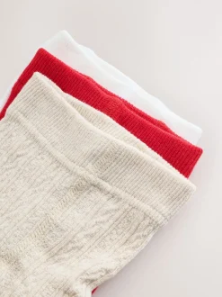 Red Neutral Baby Tights 3 Pack (0mths-2yrs)