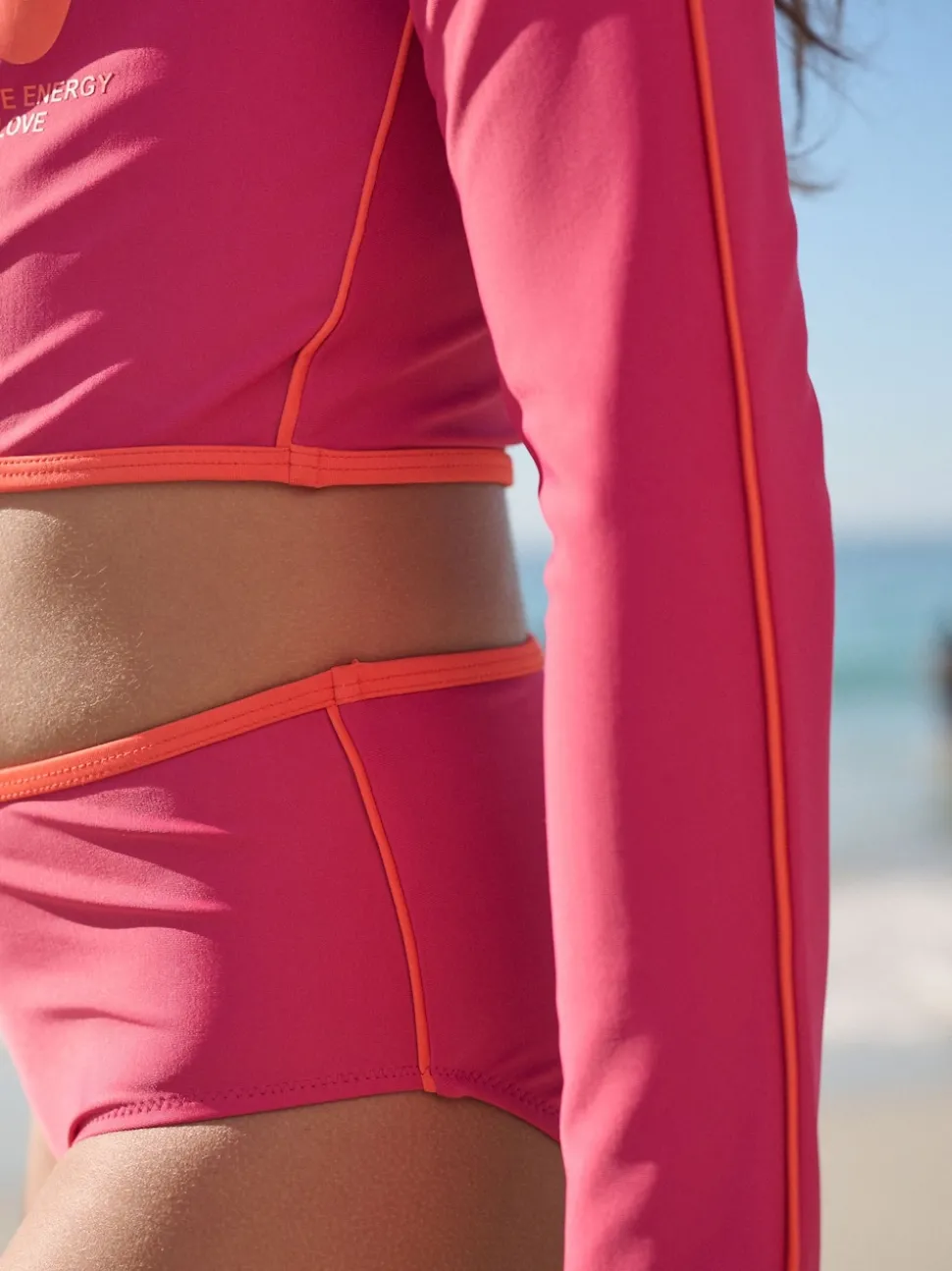 Red/Orange Slogan Long Sleeve Bikini (3-16yrs)