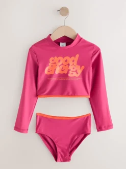 Red/Orange Slogan Long Sleeve Bikini (3-16yrs)