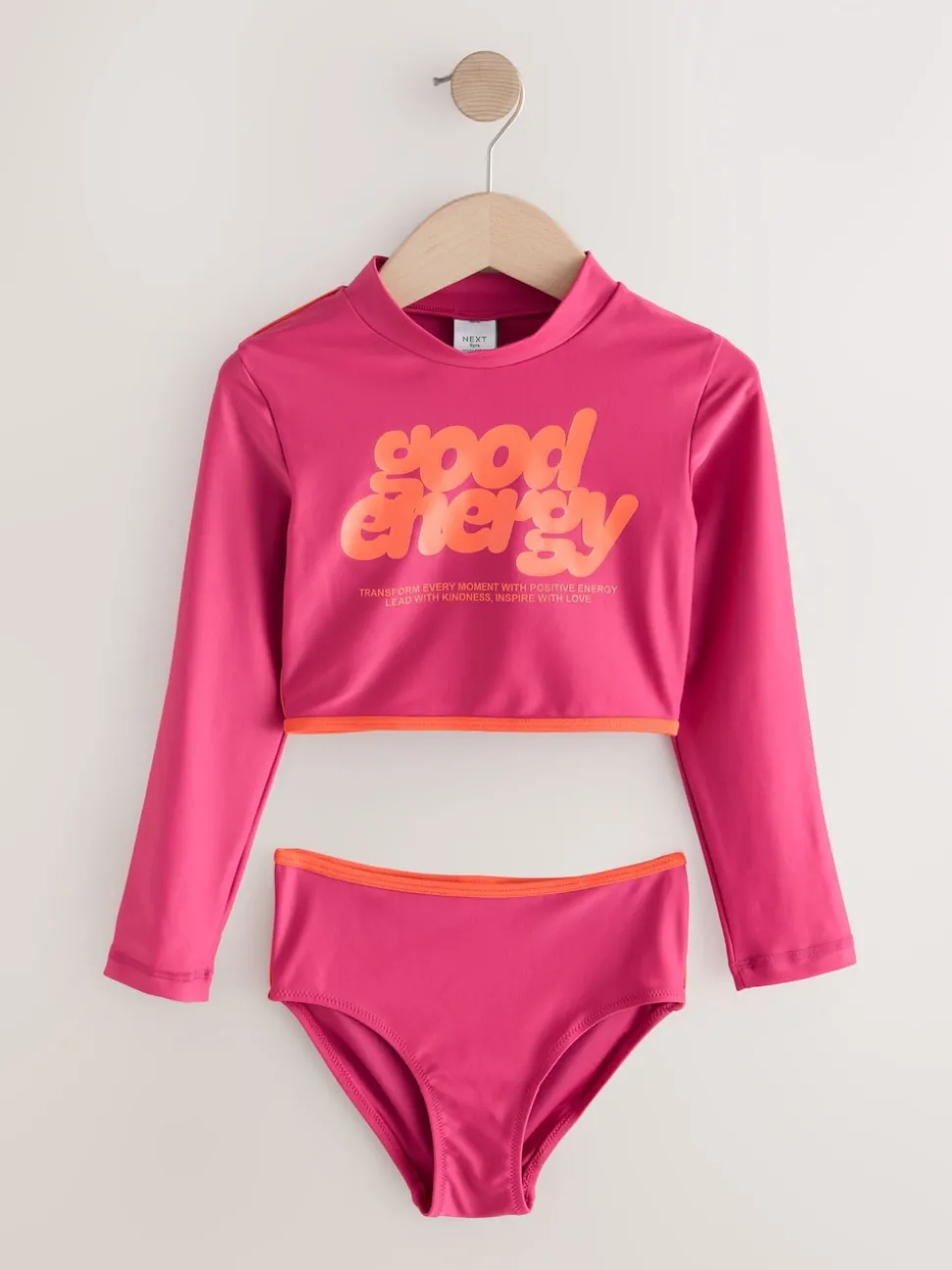 Red/Orange Slogan Long Sleeve Bikini (3-16yrs)