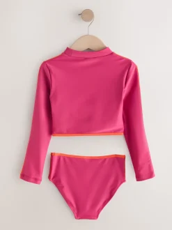 Red/Orange Slogan Long Sleeve Bikini (3-16yrs)