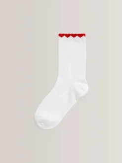 Red 5 Pack Cotton Rich Gingham Ankle School Socks
