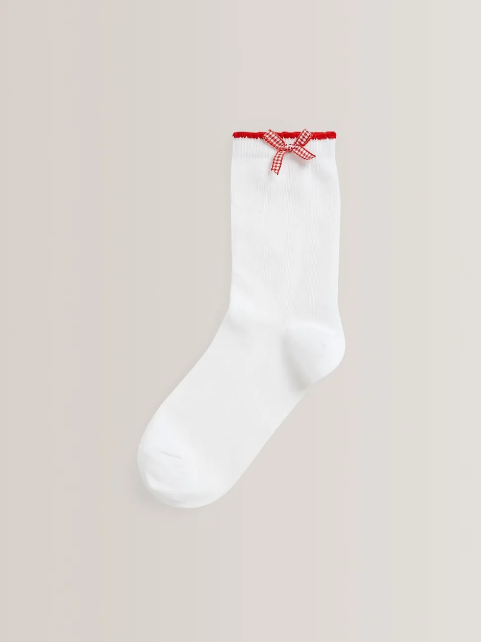Red 5 Pack Cotton Rich Gingham Ankle School Socks