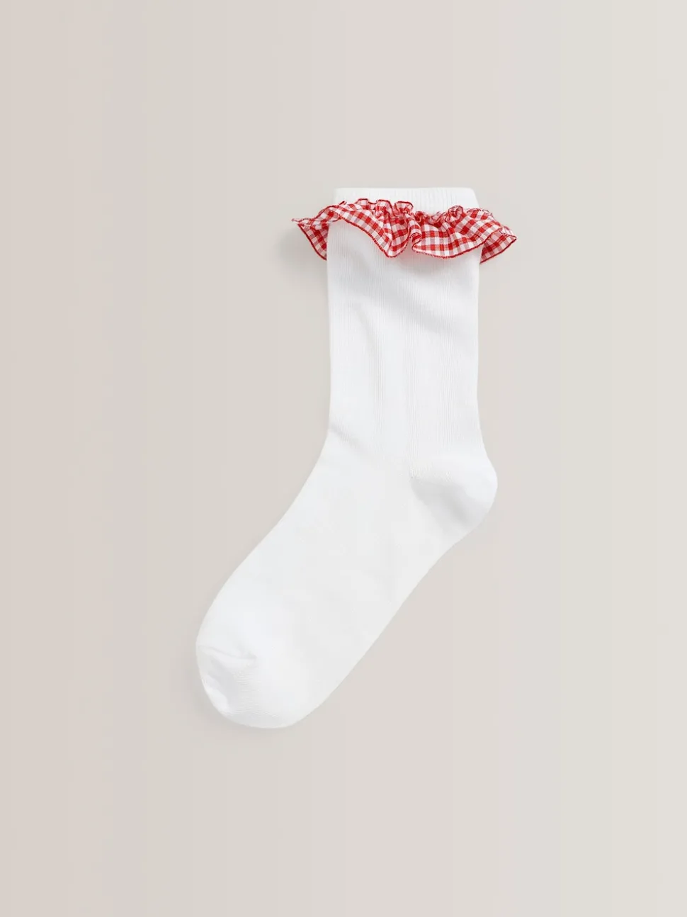 Red 5 Pack Cotton Rich Gingham Ankle School Socks
