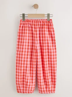 Red/Pink Gingham Pull On Barrel Trousers (3-16yrs)