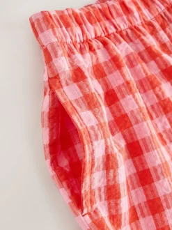 Red/Pink Gingham Pull On Barrel Trousers (3-16yrs)