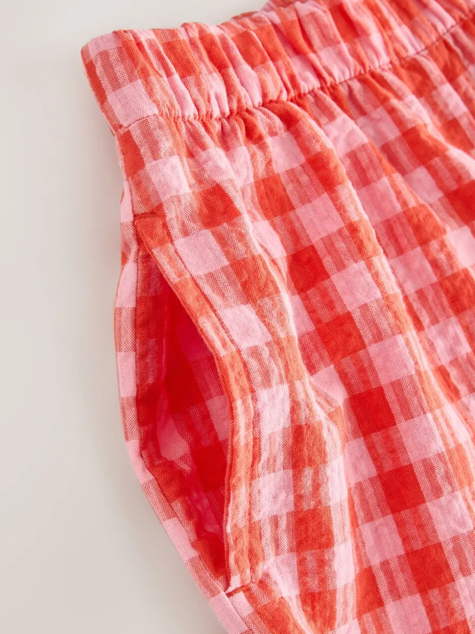 Red/Pink Gingham Pull On Barrel Trousers (3-16yrs)