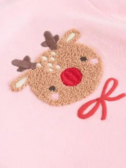 Red/Pink Reindeer Christmas Sweat and Joggers Baby Set (0mths-2yrs)