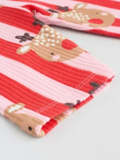 Red/Pink Reindeer Christmas Sweat and Joggers Baby Set (0mths-2yrs)