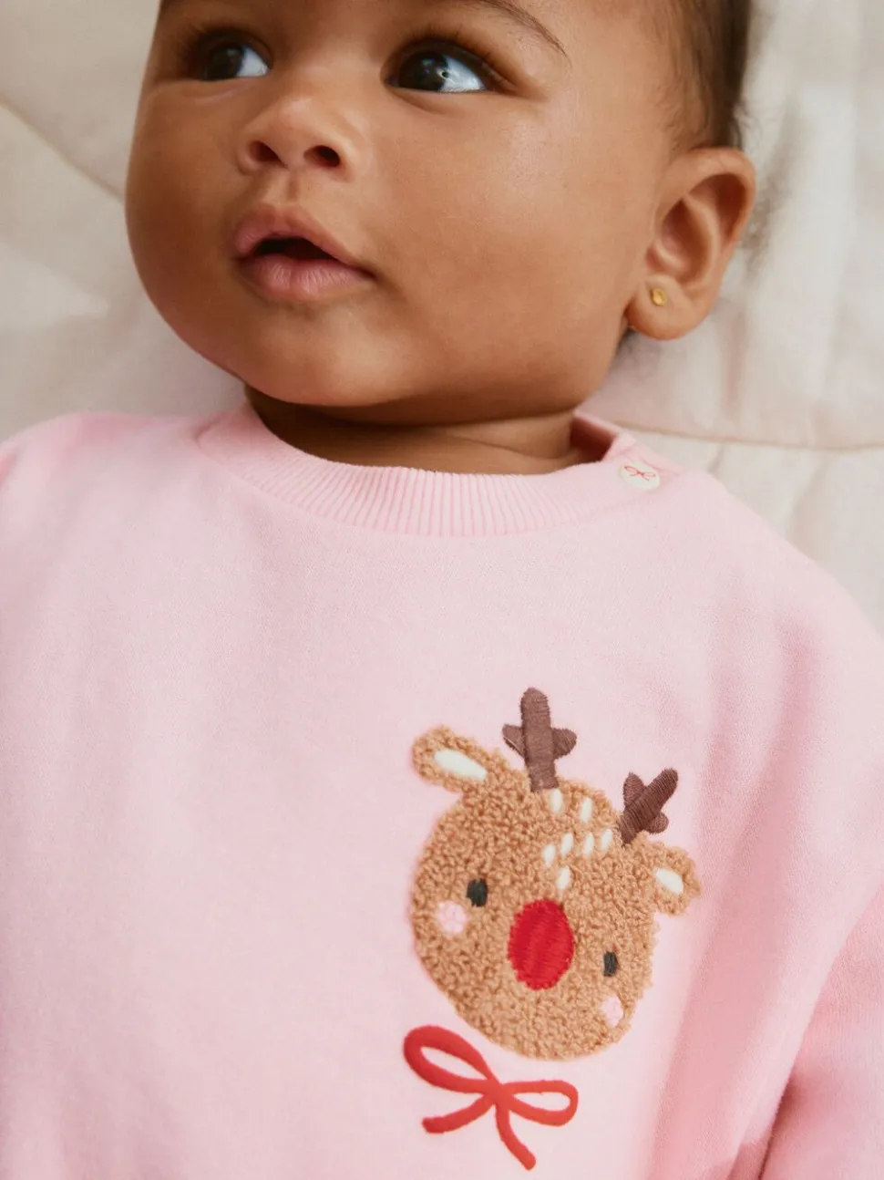 Red/Pink Reindeer Christmas Sweat and Joggers Baby Set (0mths-2yrs)