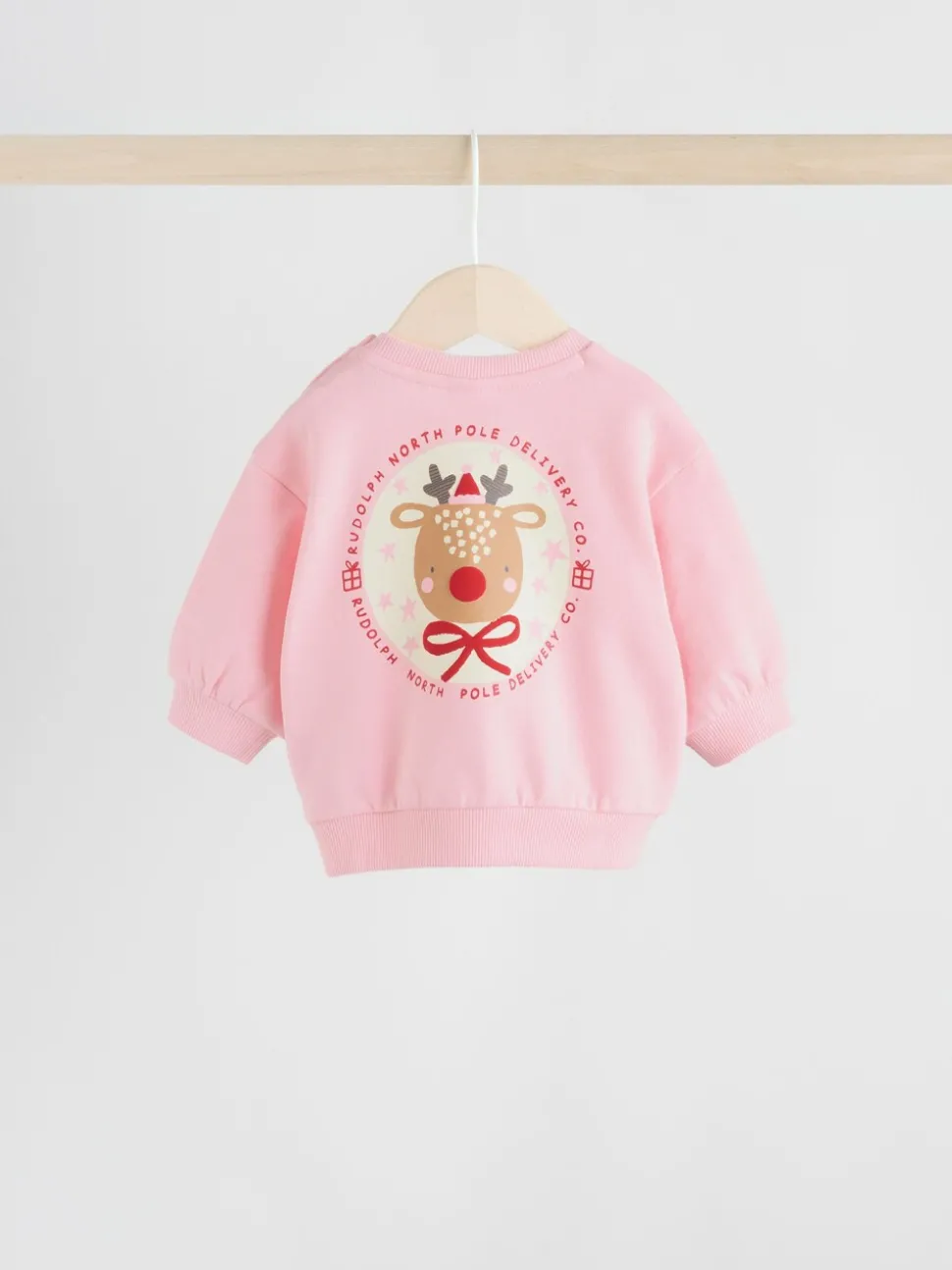 Red/Pink Reindeer Christmas Sweat and Joggers Baby Set (0mths-2yrs)