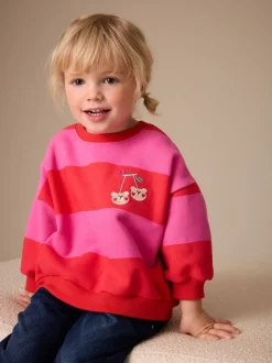 Red/Pink Stripe Crew Neck Sweatshirt (3mths-7yrs)