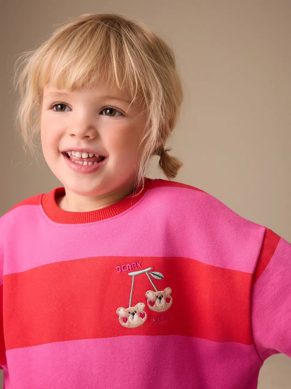 Red/Pink Stripe Crew Neck Sweatshirt (3mths-7yrs)