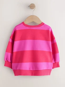 Red/Pink Stripe Crew Neck Sweatshirt (3mths-7yrs)