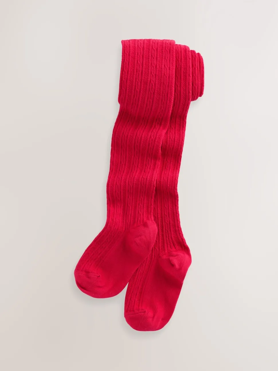 Red Regular Length Cotton Rich Cable Tights