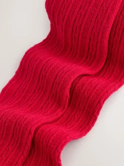 Red Regular Length Cotton Rich Cable Tights