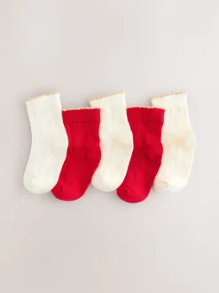 Red Sparkle Christmas Baby Sock 5 Packs (0mths-2yrs)