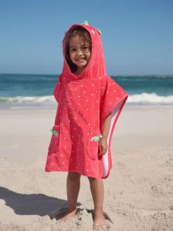 Red Strawberry Towelling Poncho (9mths-10yrs)