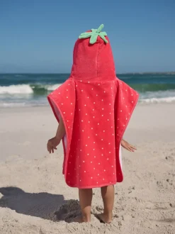 Red Strawberry Towelling Poncho (9mths-10yrs)