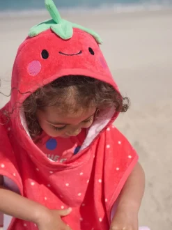 Red Strawberry Towelling Poncho (9mths-10yrs)