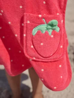 Red Strawberry Towelling Poncho (9mths-10yrs)