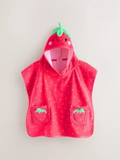 Red Strawberry Towelling Poncho (9mths-10yrs)