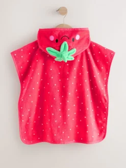 Red Strawberry Towelling Poncho (9mths-10yrs)