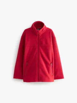 Red Zip-Up Fleece Jacket With Pockets (3-16yrs)
