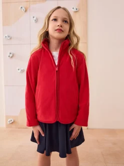 Red Zip-Up Fleece Jacket With Pockets (3-16yrs)