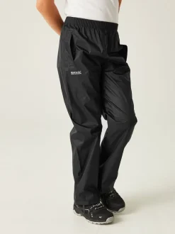 Regatta Black Kids Pack It Waterproof Overtrousers