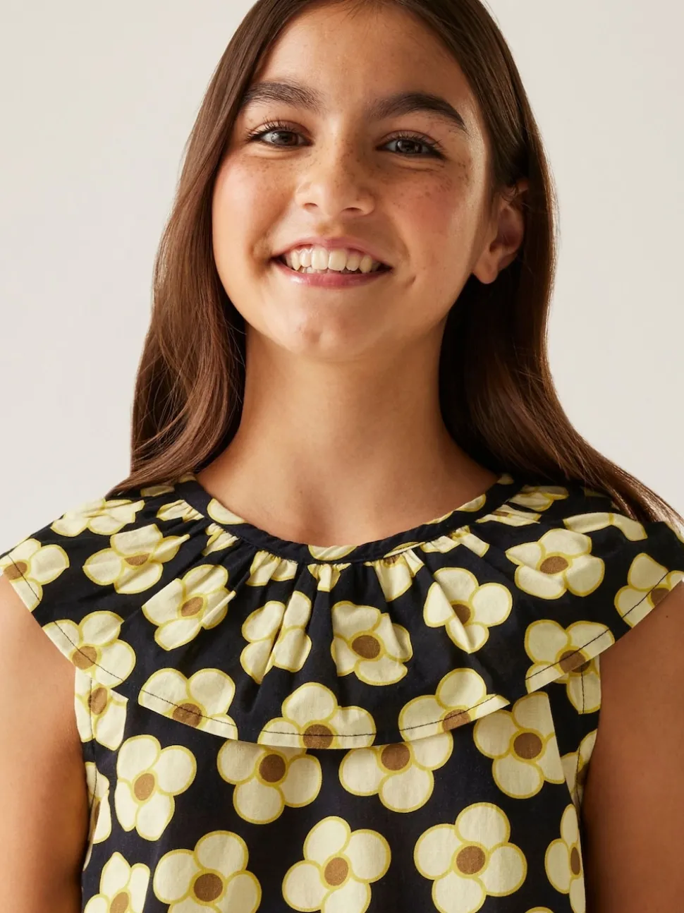 Regatta Black Yellow Girls 100% Cotton Orla Kiely Playsuit