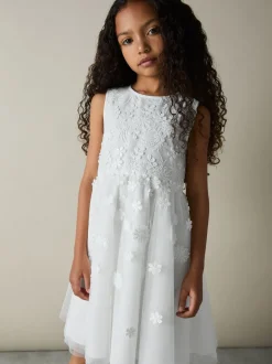 Reiss Ivory Clementine 9-13 yrs Tulle Floral-Embroidered Bridesmaid Dress