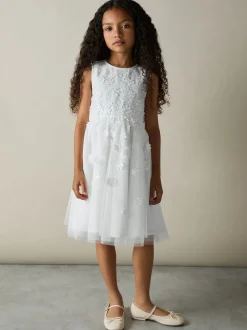 Reiss Ivory Clementine 9-13 yrs Tulle Floral-Embroidered Bridesmaid Dress