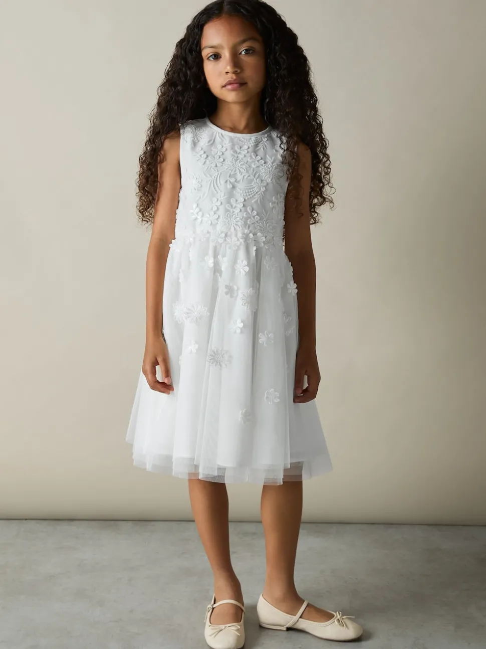Reiss Ivory Clementine 9-13 yrs Tulle Floral-Embroidered Bridesmaid Dress