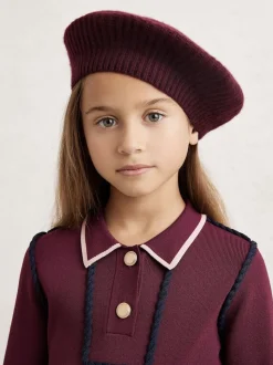 Reiss Berry Beatrice 13-14 yrs Wool Blend Rib Knit Beret With Cashmere
