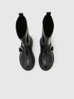 Reiss Black Blake Leather Biker Boots