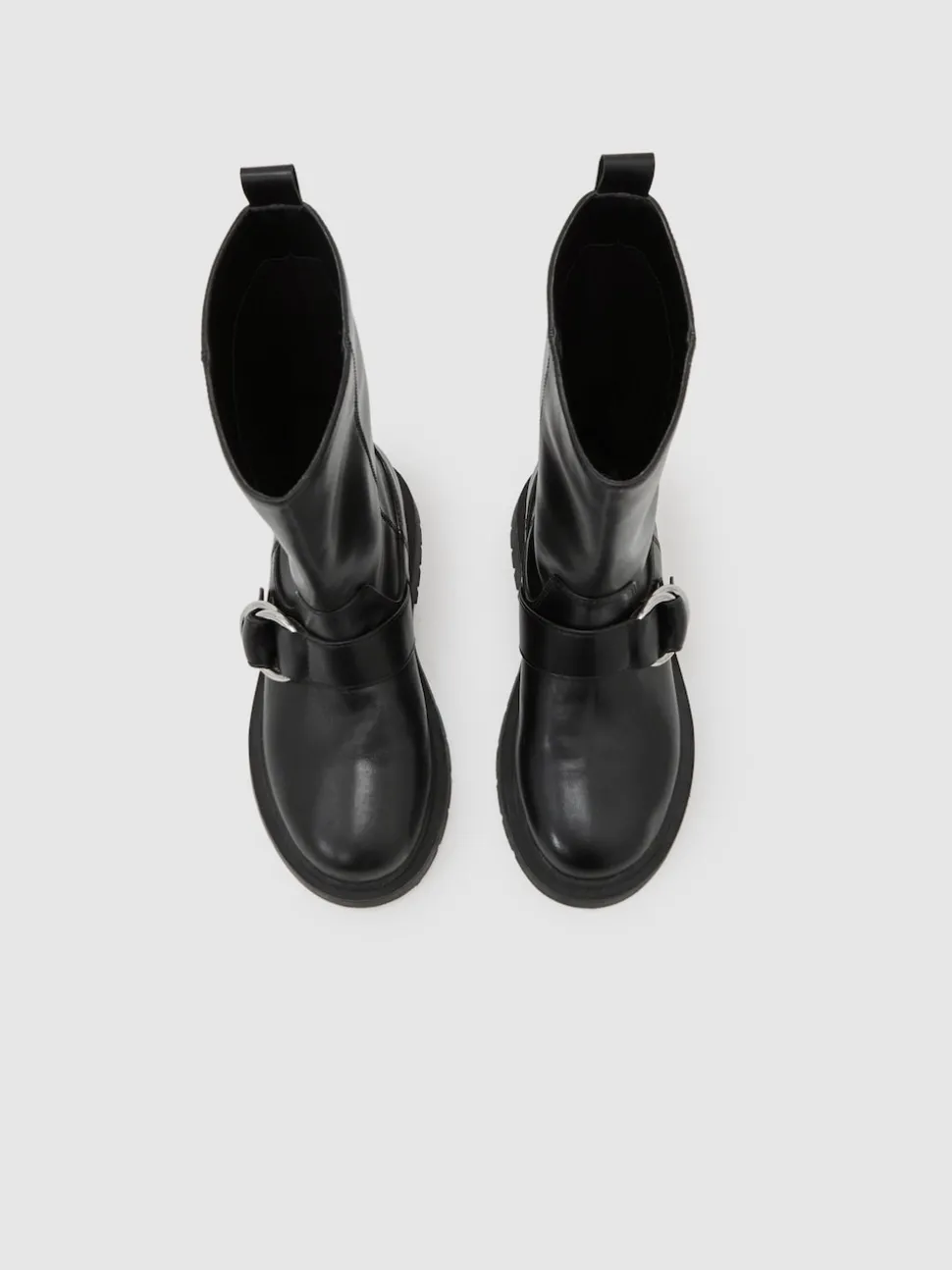 Reiss Black Blake Leather Biker Boots