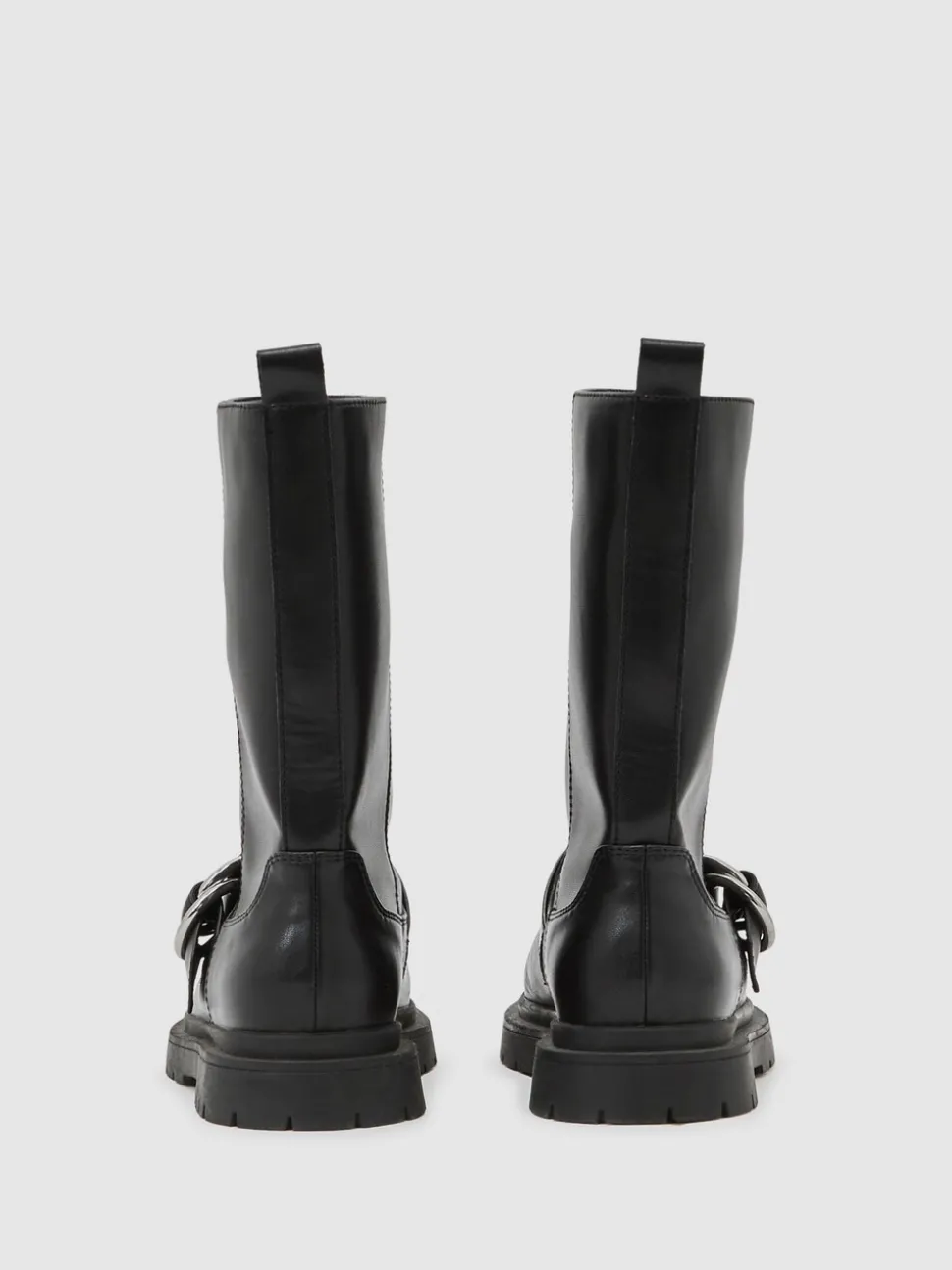 Reiss Black Blake Leather Biker Boots