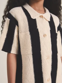 Reiss Black Clive 9-13 yrs Reiss | Les 100 Ciels Stripe Knit Shirt