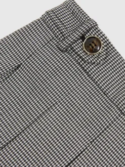 Reiss Black/White Molly 3-9 yrs Houndstooth-Check Pleated Skirt